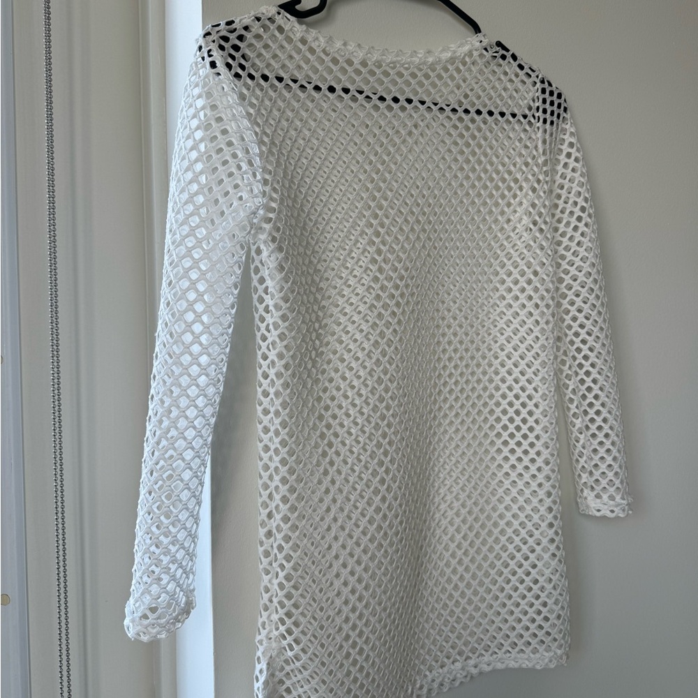 White Mesh Long Sleeve Top